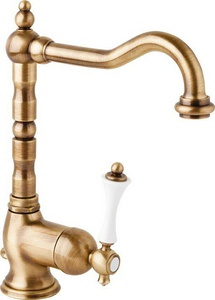 Смеситель для раковины, высокий с поворотным изливом, (цв.бронза, ручка цв.белый),  ZZ Cezares Margot MARGOT-LSM2-02-Bi