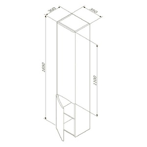 Шкаф-колонна  подвесная 350x300x1650 мм,  правая, цвет белый  ZZ AMPM Like M80CHR0356WG