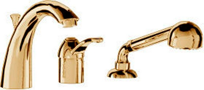 Смеситель для ванны, встраив. в борт на 3 отв., шланг, лейка в компл., (цв.бронза),  ZZ 3M Miss 1665 UU