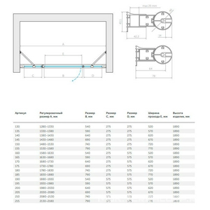 Дверь в нишу , 200x190 см, распашная, петли слева, профиль бронза, стекло бронза  ZZ Vegas Glass EP-2F EP-2F 0200 05 05
