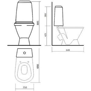 Унитаз-компакт "", косой выход, арматура 1-режим. "Уклад", сиденье полипропилен, крепление в комплекте Sanita Кама WC.CC/Kama/1-P/WHT.G/S1