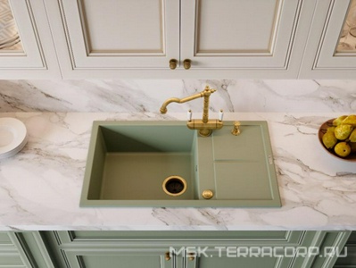 Смеситель Omoikiri  A арт 4994292, для кухонной мойки, встроенный кран д/питьев.воды, цв.античная латунь, ZZ Omoikiri Amagasaki 4994292