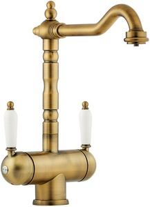 Смеситель Omoikiri  A арт 4994292, для кухонной мойки, встроенный кран д/питьев.воды, цв.античная латунь, ZZ Omoikiri Amagasaki 4994292