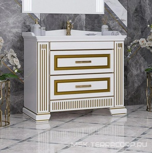 Тумба напольная  100, 1030*855*450 мм, цвет белый/золотая патина, БЕЗ рак. n126396 Кападокия 100 (ст рак.Прима 1000) Opadiris Оникс 00-00003548