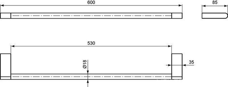 Полотенцедержатель 600мм, (цв. хром),  ZZ Ideal Standard Connect N1387AA