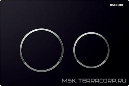 Клавиша смыва, (пластик цв.чёрный / обод на кнопках хром), 20 ZZ Geberit Omega 115.085.KM.1