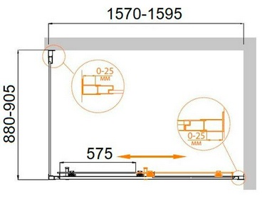Душевой уголок 1600(1580-1620)х900(880-900)хh1950мм, прямоугольный, правый/левый, (стекло прозр.Idrorepellente 6мм, фурн.цв.хром),  ZZ Cezares Molveno MOLVENO-AH-11-160/90-C-Cr-IV