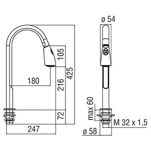 Смеситель для кухни, с выдвижным душем, 2 типа струи, электронный, сенсорный, LED-панель управления, (цв.хром),  ZZ Nobili Moon MO00113CR