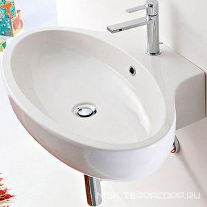 Раковина накладная на столешницу или подвесная, овальная, 67х47хh16см, с 1 отв.д/смесителя,  ZZ Scarabeo Planet 8109