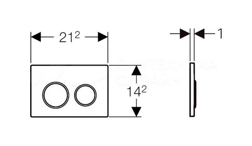 Клавиша смыва, (пластик цв.матовый хром / обод на кнопках хром), 20 ZZ Geberit Omega 115.085.KN.1