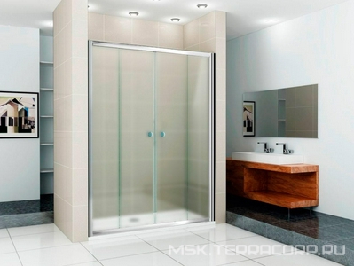 Дверь в нишу 1600хh1850мм, 2 раздвижн.двери с 2 неподв. сегментами, (вход 632мм), (стекло текстура Punto. 5мм, фурн.цв.хром),  ZZ Cezares Pratico PRATICO-BF-2-160-P-Cr