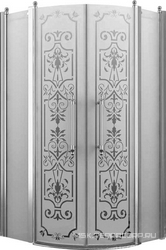 Душевое ограждение, 1/4 круга, R550, 1000х1000хh1950мм, 2 расп.двери с 2 неподв.сегм., (профиль цв. хром, стекло 6мм матовое.с прозр.рис), Malme ZZ