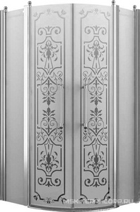 Душевое ограждение, 1/4 круга, R550, 1000х1000хh1950мм, 2 расп.двери с 2 неподв.сегм., (профиль цв. хром, стекло 6мм матовое.с прозр.рис),  ZZ Romance Collection Malme ML.R1.100.FGTP CR КЛАССИКА