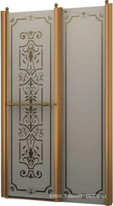 Дверь в нишу 1000хh1950мм, распашная во внутрь и наружу, с неподв.сегм., вход 521мм, правая/левая, (профиль цв. бронза, стекло 6мм мат.с прозр.рис ZZ Romance Collection Bristol BL.S2.100.REV.FGTP BR КЛАССИКА