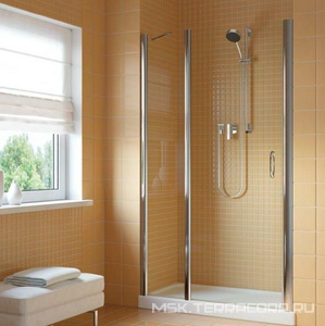 Дверь в нишу  LUX, 115x190 см, левая, распашная с неподвижным элементом, профиль глянцевый хром, стекло прозрачное с покрытием QuickNano ZZ Vegas Glass EP-F-1 EP-F-1 LUX 115 08 01 QuickNano/левая