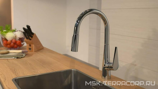 Смеситель для кухни, 200, с вытяжным душем, 2jet, (цв.хром),  M51 Hansgrohe Talis S 72813000
