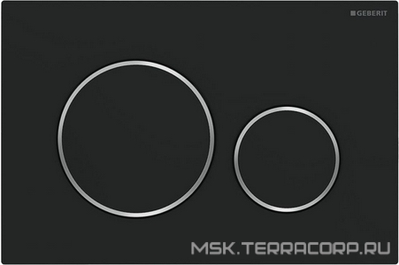 Клавиша двойного смыва, (панель и клавиши цв.черный матовый лак, кольца глянцевый хром), Sigma20 ZZ Geberit Sigma 20 115.882.14.1