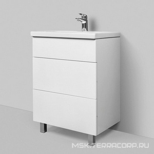 Тумба напольная  60 см, 2 ящика, БЕЗ раковины, цв.белый ZZ AMPM Gem M90FSX06022WG