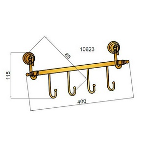 Крючок четверной , крепеж в комплекте, бронза ZZ Boheme Medici 10623