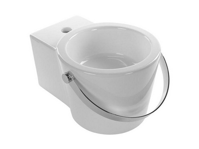 Раковина накладная на столешницу или подвесная, круглая, 40,5х54хh35см, с п-держат., с 1 отв.д/смесителя,   ZZ Scarabeo Bucket 8804