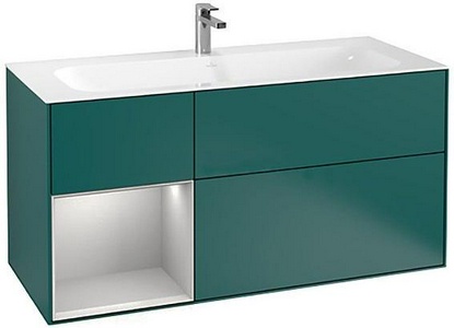 Тумба 1196хh591х498мм,д/р1200мм,(3 выд.отд,1 конт.д/акс,подсвет),(Shelf element цв.GJ Light Grey Matt Lacguer, фасад и корп.GS Cedar Matt Lac)ZZ Villeroy & Boch Finion G060GJGS