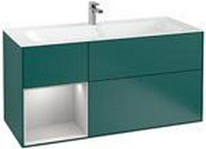 Тумба 1196хh591х498мм,д/р1200мм,(3 выд.отд,1 конт.д/акс,подсвет),(Shelf element цв.GJ Light Grey Matt Lacguer, фасад и корп.GS Cedar Matt Lac)ZZ Villeroy & Boch Finion G060GJGS