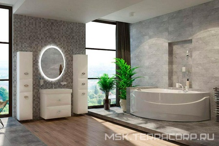 Акриловая ванна 1MarKa  L 160х110 см, аэромассаж (035079; Ar, сфLuxe, рск), каркас, сифон в комплекте, ZZ 1Marka Catania 035079 АМ