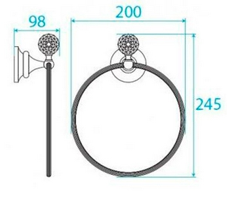Полотенцедержатель-кольцо, (цв.бронза, Swarovski),  ZZ Cezares Olimp OLIMP-RN-02-Sw