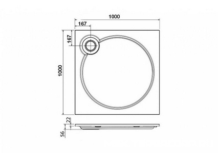 Поддон душ1000х1000h56мм,квад,отв.слив90мм,без ножек арт.TRAY-S-4.1-ML,экрана арт.TRAY-S-A-100-SCR-W,сифона арт.CZR-02-90,мрамор цв.бел,Cezares ZZ Cezares Универсал TRAY-S-A-100-56-W