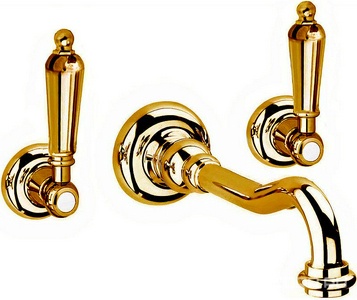 Смеситель для раковины, встраиваемый в стену, излив 215мм, (цв.бронза, ручки пластик металл),  ZZ Cezares Retro FIRST-BLS1-02-M