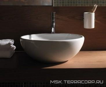 Раковина накладная на столешницу, круглая d400хh140мм, без отв.д/смесит., без перелива, керамическая пробка слива в компл.,  ZZ Globo Free LAT41.BI