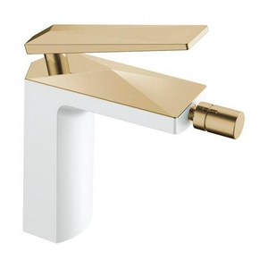 Смеситель для биде, однорычажный, без донного клапана, цв. белый/золото ZZ Boheme Venturo 386-W