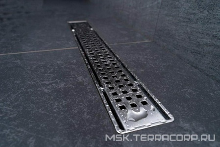 Дренаж.канал 850мм, готовый компл, сифон d50 вых.вбок 48л/мин,затвор(сухой/гидро),мин h монтаж 52мм, 2х стор.вставка цв.мат.хром c перф/под плитку, ZZ Pestan Betto Net Line 13702519