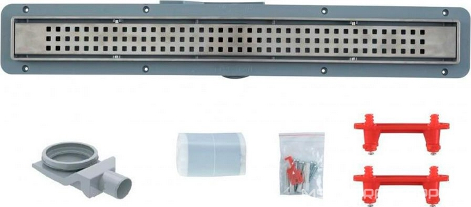 Дренаж.канал 850мм, готовый компл, сифон d50 вых.вбок 48л/мин,затвор(сухой/гидро),мин h монтаж 52мм, 2х стор.вставка цв.мат.хром c перф/под плитку, ZZ Pestan Betto Net Line 13702519