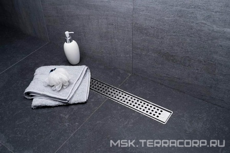 Дренаж.канал 850мм, готовый компл, сифон d50 вых.вбок 48л/мин,затвор(сухой/гидро),мин h монтаж 52мм, 2х стор.вставка цв.мат.хром c перф/под плитку, ZZ Pestan Betto Net Line 13702519