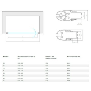 Дверь в нишу  LUX, 80*190 см, универсальная, профиль хром глянец., стекло прозрачное с покрытием QuickNano ZZ Vegas Glass EP EP LUX 80 08 01 QuickNano