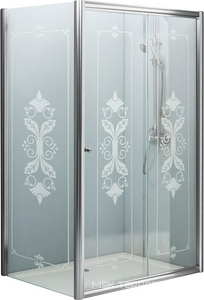 Душ.уголок 1200х900хh1950мм,прямоуг,одна сдвиж. дверь с неподв.сегм. и бок.стенкой, Правая/Левая,(ст.прозр.с мат.принтом 6мм, проф. хром), GiubleoZZ Cezares Giubileo GIUBILEO-AH-1-120/90-SCORREVOLE-CP-Cr