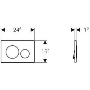 Клавиша двойного смыва, (сплав цинка, панель и клавиши сланец Mustang, кольца цв.хром),  ZZ Geberit Sigma 21 115.884.JM.1