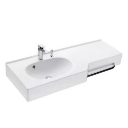 Раковина "Отель" 2/1270 левая с навесами и диспенсором, белая ZZ