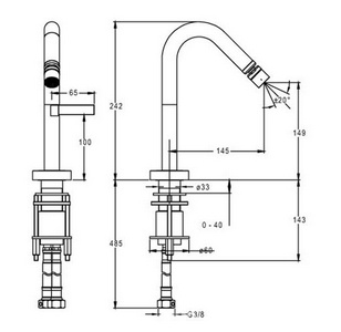 Смеситель для биде с гибкой подводкой, БЕЗ донного клапана ХХ Jacob Delafon Stillness E971-4-CP