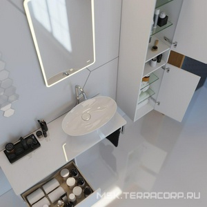 Cтолешница стеклянная 120 см, для мебели "", цв.белый KL Dreja Line 99.9101