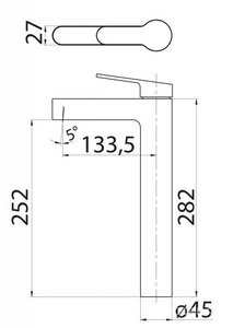 Смеситель для раковины, Высокий, без д/к, (нерж.сталь цв.сатин), Delta ZZ BelBagno delta DEL-LMC-IN