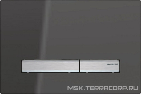 Клавиша двойного смыва, (сплав цинка, панель зеркальное дымчатое стекло, клавиши мет.цв.хром),  ZZ Geberit Sigma 50 115.788.SD.2