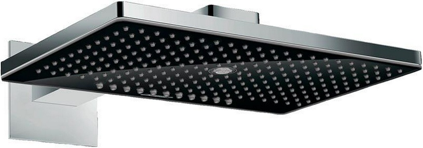 Верхний душ, лейка прямоуг. 466х300мм, стеновой кронштейн 461(590)мм, 3 типа струи, (БЕЗ скрытой арт.01800180), (цв.черный/хром), Rainmaker Select ZZ Hansgrohe Raindance Select 24007600