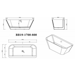 Ванна 1700x800xh590мм, акрил, отдельностоящая, слив-перелив цв.хром в комплекте, BelBagno ZZ BelBagno Универсал BB19-1700-800