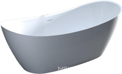 Ванна 1850х780хh720мм, отдельностоящая, литой камень Solix, матовая цв.белый, нажимной слив камень в цвет ванны, Noemi  XX