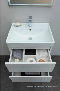 Тумба подвесная  70 см с 2 выдвижных ящиками, без раковины арт.301804, цвет белый Aquanet Вега 308333