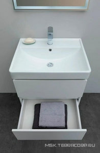 Тумба подвесная  70 см с 2 выдвижных ящиками, без раковины арт.301804, цвет белый Aquanet Вега 308333