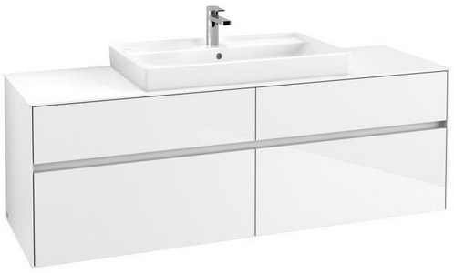 Тумба 1600хh548х500мм, для раковины арт.4A338G, (4 выдвижн.отд,, 2 пакета с аксесс),(фасад и корпуc цв.DН белый глянец),  ZZ Villeroy & Boch Collaro C02800DH