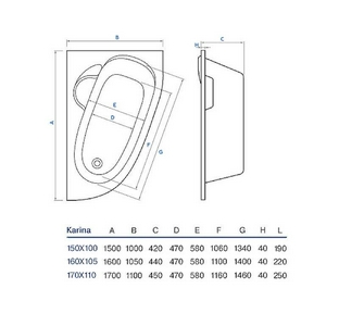 Ванна Karina170х110 P Koller Pool karina KARINA170X110R
